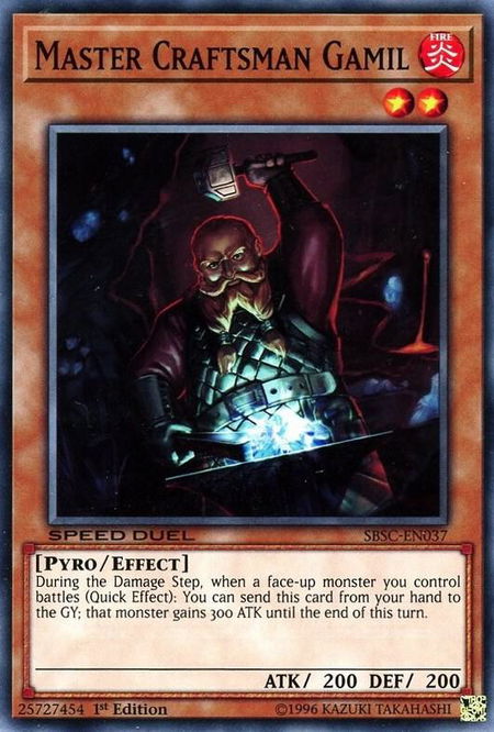 Master Craftsman Gamil trading card from Speed Duel: Scars of Battle Master Craftsman Gamil - Speed Duel: Scars of Battle YuGiOh trading card