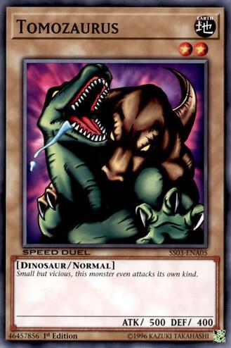 Tomozaurus trading card from Speed Duel Decks: Ultimate Predators Tomozaurus - Speed Duel Decks: Ultimate Predators YuGiOh trading card