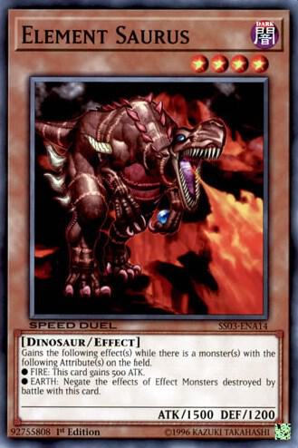Element Saurus trading card from Speed Duel Decks: Ultimate Predators Element Saurus - Speed Duel Decks: Ultimate Predators YuGiOh trading card