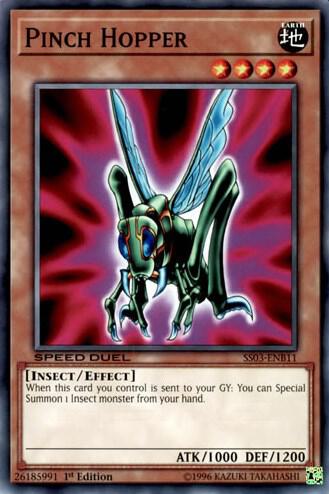 Pinch Hopper trading card from Speed Duel Decks: Ultimate Predators Pinch Hopper - Speed Duel Decks: Ultimate Predators YuGiOh trading card