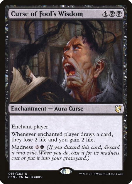 Curse of Fool's Wisdom - Commander 2019 Magic: The Gathering trading card