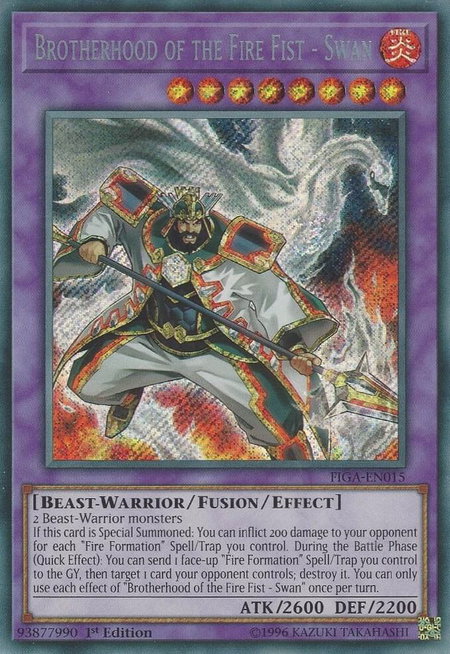 Brotherhood of the Fire Fist - Swan trading card from Fists of the Gadgets Brotherhood of the Fire Fist - Swan - Fists of the Gadgets YuGiOh trading card