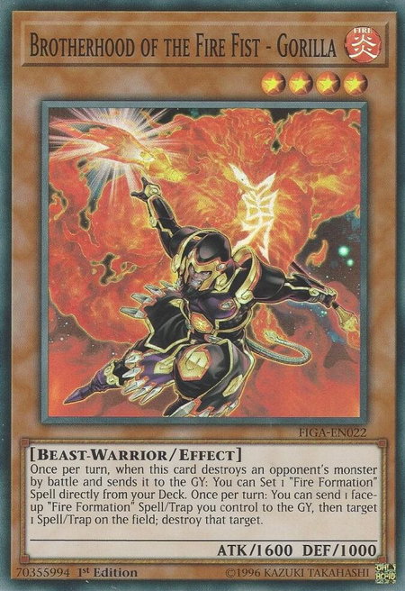Brotherhood of the Fire Fist - Gorilla trading card from Fists of the Gadgets Brotherhood of the Fire Fist - Gorilla - Fists of the Gadgets YuGiOh trading card