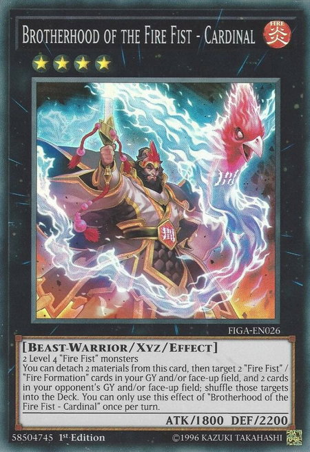 Brotherhood of the Fire Fist - Cardinal trading card from Fists of the Gadgets Brotherhood of the Fire Fist - Cardinal - Fists of the Gadgets YuGiOh trading card