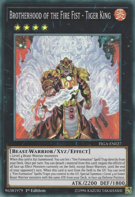 Brotherhood of the Fire Fist - Tiger King trading card from Fists of the Gadgets Brotherhood of the Fire Fist - Tiger King - Fists of the Gadgets YuGiOh trading card
