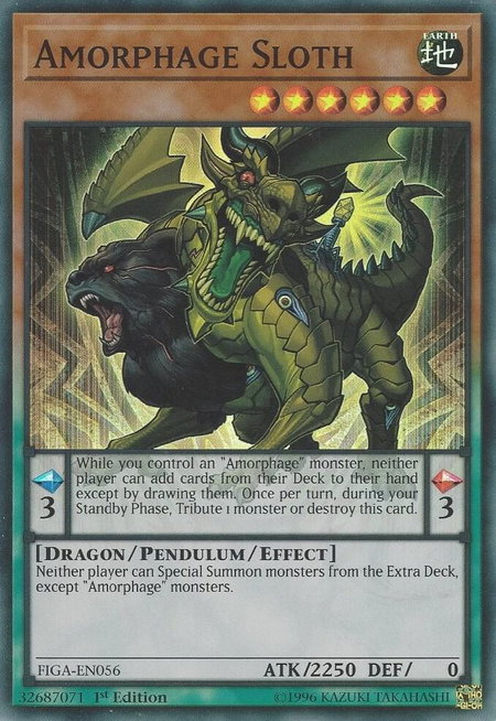 Amorphage Sloth trading card from Fists of the Gadgets Amorphage Sloth - Fists of the Gadgets YuGiOh trading card