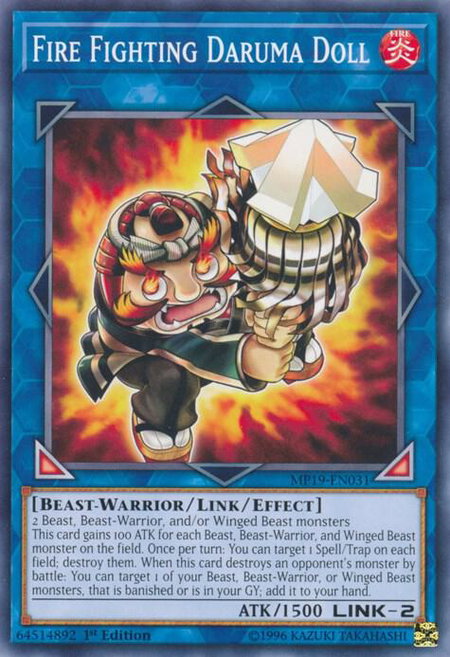 Fire Fighting Daruma Doll - 2019 Gold Sarcophagus Tin Mega Pack YuGiOh trading card