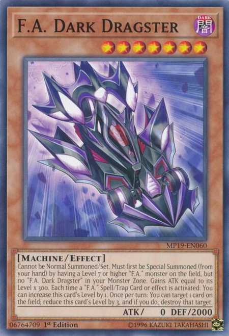 F.A. Dark Dragster - 2019 Gold Sarcophagus Tin Mega Pack YuGiOh trading card
