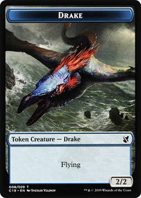 Drake // Human Double-Sided Token - Commander 2019 (C19) #8 // 3 - Token Magic: The Gathering Trading Card