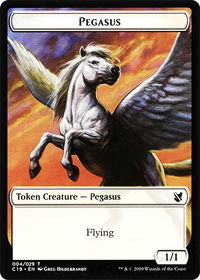 Pegasus // Human Double-Sided Token - Commander 2019 (C19) #4 // 3 - Token Magic: The Gathering Trading Card