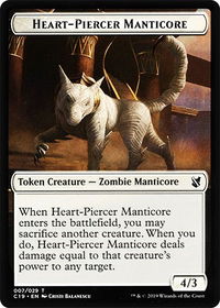 Heart-Piercer Manticore // Dragon Double-Sided Token - Commander 2019 (C19) #7 // 12 - Token Magic: The Gathering Trading Card