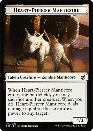 Heart-Piercer Manticore // Dragon Double-Sided Token - Commander 2019 Magic: The Gathering trading card
