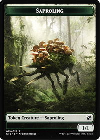 Saproling // Morph Double-Sided Token - Commander 2019 (C19) #19 // 27 - Token Magic: The Gathering Trading Card