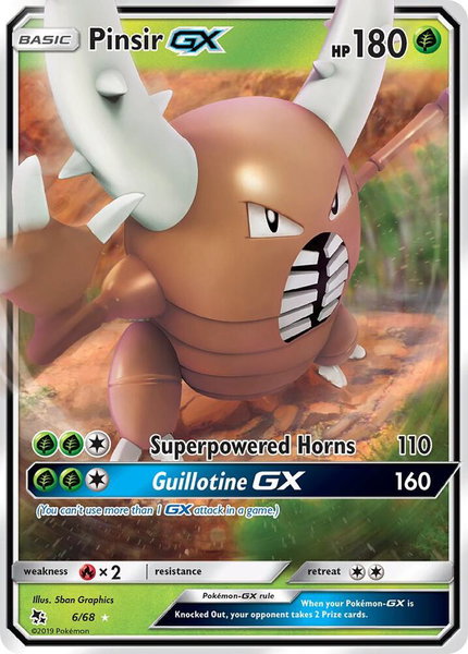 Pinsir GX trading card from Hidden Fates Pinsir GX - Hidden Fates Pokémon trading card