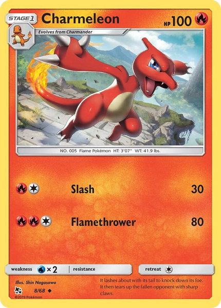 Charmeleon trading card from Hidden Fates Charmeleon - Hidden Fates Pokémon trading card