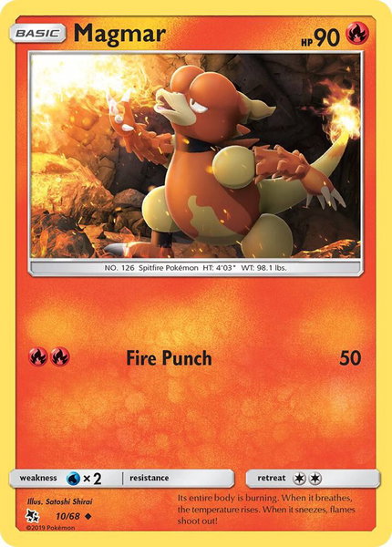 Magmar trading card from Hidden Fates Magmar - Hidden Fates Pokémon trading card