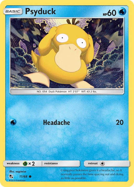 Psyduck trading card from Hidden Fates Psyduck - Hidden Fates Pokémon trading card