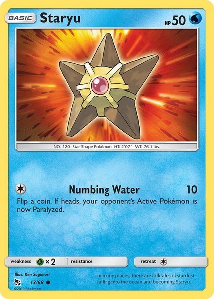 Staryu trading card from Hidden Fates Staryu - Hidden Fates Pokémon trading card