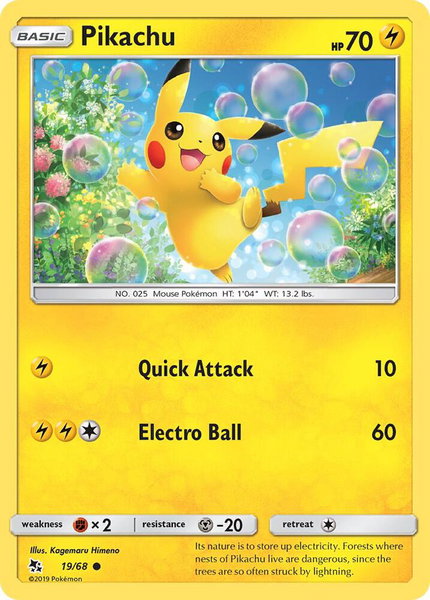 Pikachu trading card from Hidden Fates Pikachu - Hidden Fates Pokémon trading card