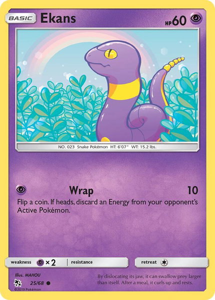 Ekans (25) trading card from Hidden Fates Ekans (25) - Hidden Fates Pokémon trading card