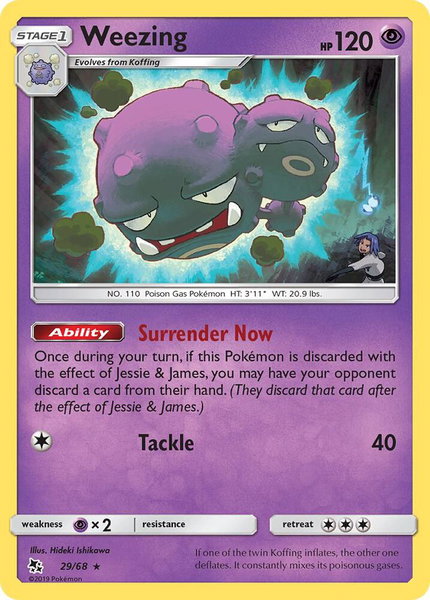 Weezing trading card from Hidden Fates Weezing - Hidden Fates Pokémon trading card