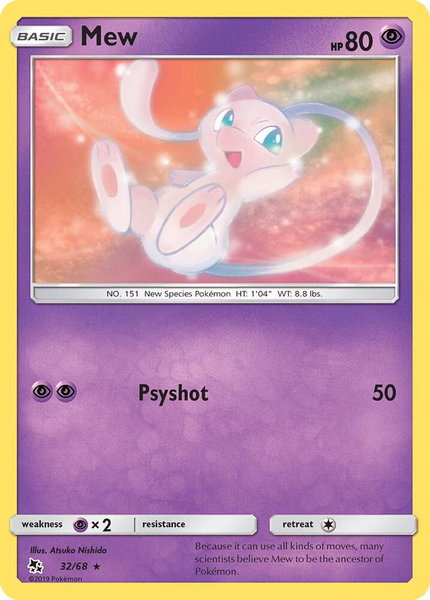 Mew trading card from Hidden Fates Mew - Hidden Fates Pokémon trading card