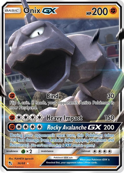 Onix GX trading card from Hidden Fates Onix GX - Hidden Fates Pokémon trading card