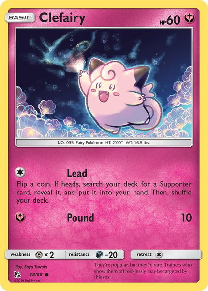 Clefairy (38) trading card from Hidden Fates Clefairy (38) - Hidden Fates Pokémon trading card