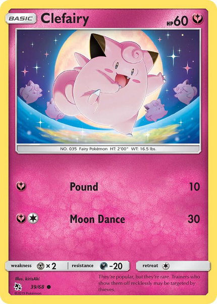 Clefairy (39) trading card from Hidden Fates Clefairy (39) - Hidden Fates Pokémon trading card