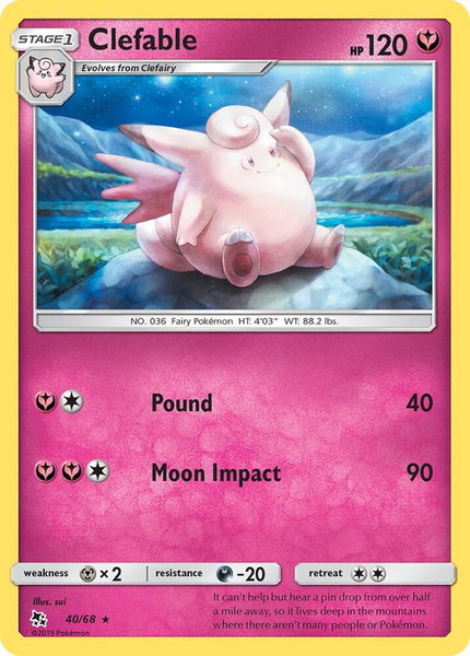 Clefable trading card from Hidden Fates Clefable - Hidden Fates Pokémon trading card