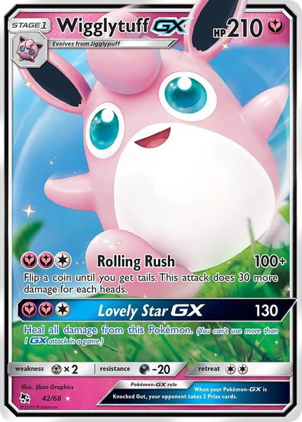 Wigglytuff GX trading card from Hidden Fates Wigglytuff GX - Hidden Fates Pokémon trading card