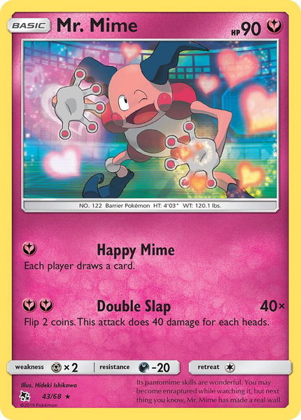 Mr. Mime trading card from Hidden Fates Mr. Mime - Hidden Fates Pokémon trading card