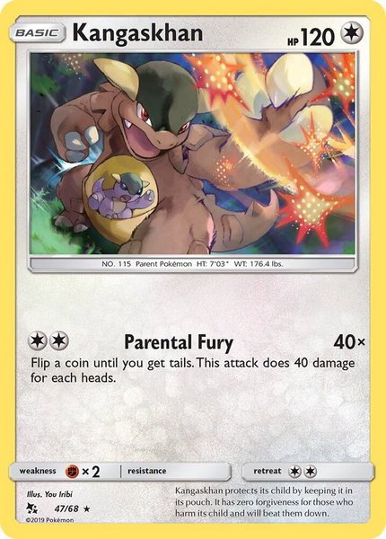 Kangaskhan trading card from Hidden Fates Kangaskhan - Hidden Fates Pokémon trading card