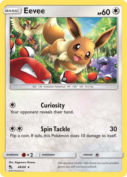 Eevee (48) trading card from Hidden Fates Eevee (48) - Hidden Fates Pokémon trading card