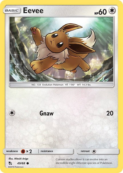 Eevee (49) trading card from Hidden Fates Eevee (49) - Hidden Fates Pokémon trading card