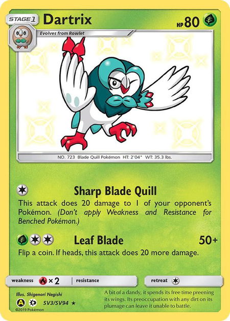 Dartrix - Hidden Fates: Shiny Vault Pokémon trading card