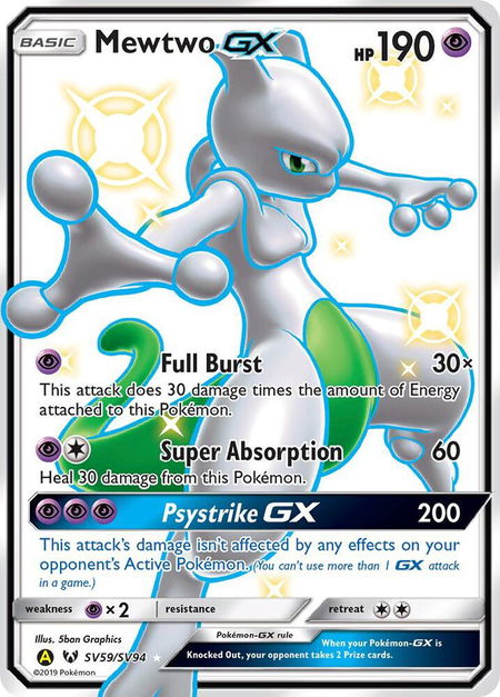Mewtwo GX - Hidden Fates: Shiny Vault Pokémon trading card