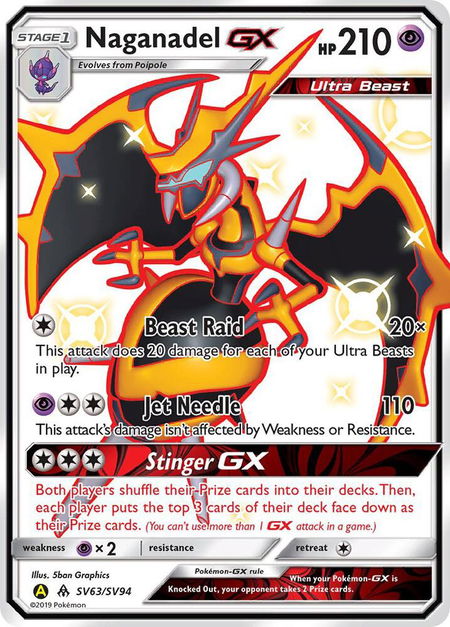 Naganadel GX - Hidden Fates: Shiny Vault Pokémon trading card