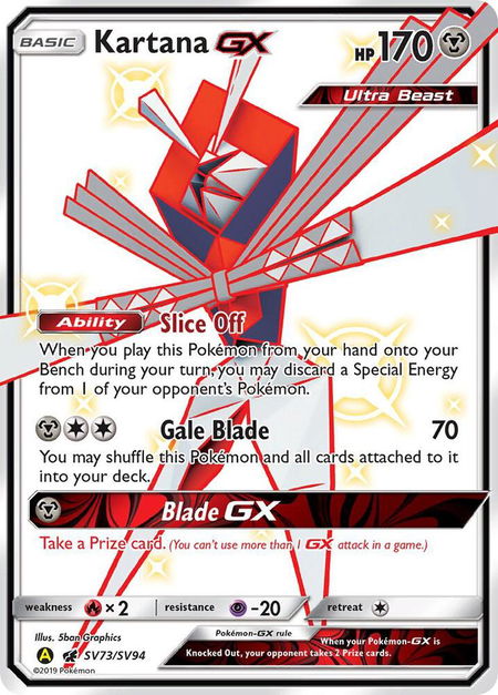 Kartana GX - Hidden Fates: Shiny Vault Pokémon trading card
