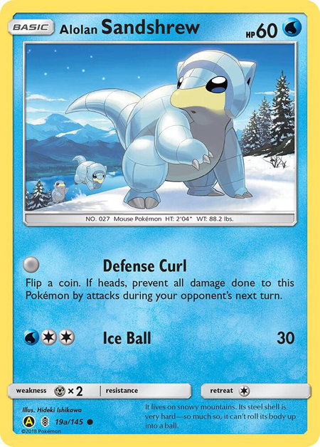 Alolan Sandshrew - 19a/145 trading card from Alternate Art Promos Alolan Sandshrew - 19a/145 - Alternate Art Promos Pokémon trading card