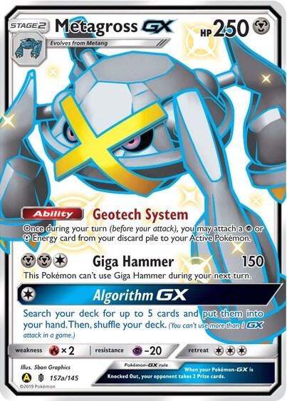 Metagross GX - 157a/145 trading card from Alternate Art Promos Metagross GX - 157a/145 - Alternate Art Promos Pokémon trading card