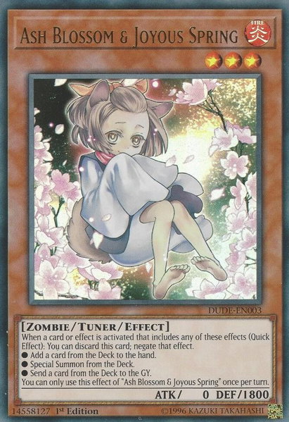 Ash Blossom & Joyous Spring trading card from Duel Devastator Ash Blossom & Joyous Spring - Duel Devastator YuGiOh trading card