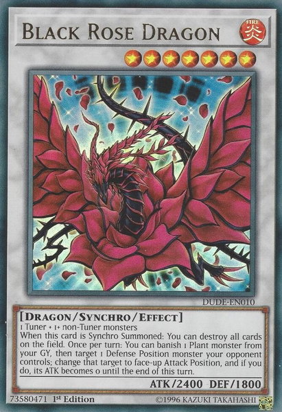 Black Rose Dragon trading card from Duel Devastator Black Rose Dragon - Duel Devastator YuGiOh trading card