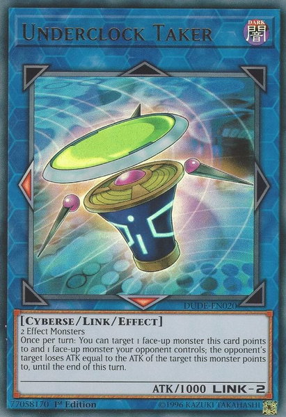 Underclock Taker trading card from Duel Devastator Underclock Taker - Duel Devastator YuGiOh trading card