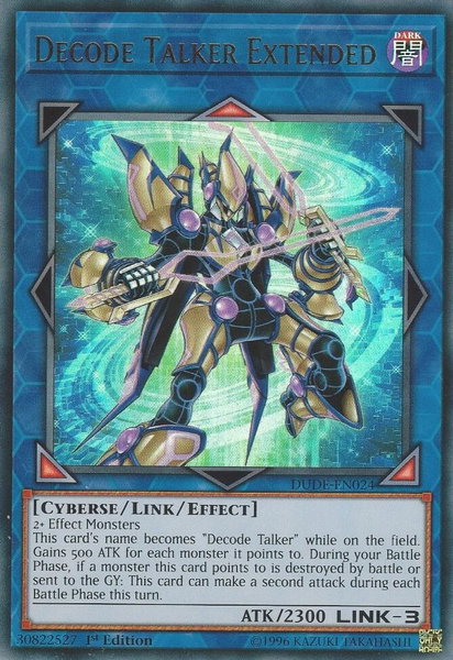 Decode Talker Extended trading card from Duel Devastator Decode Talker Extended - Duel Devastator YuGiOh trading card
