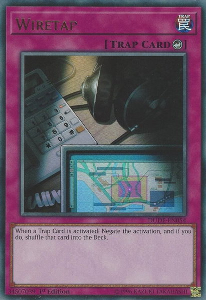 Wiretap trading card from Duel Devastator Wiretap - Duel Devastator YuGiOh trading card