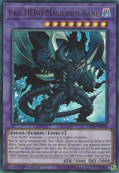 Evil HERO Malicious Bane trading card from Legendary Duelists: Immortal Destiny Evil HERO Malicious Bane - Legendary Duelists: Immortal Destiny YuGiOh trading card