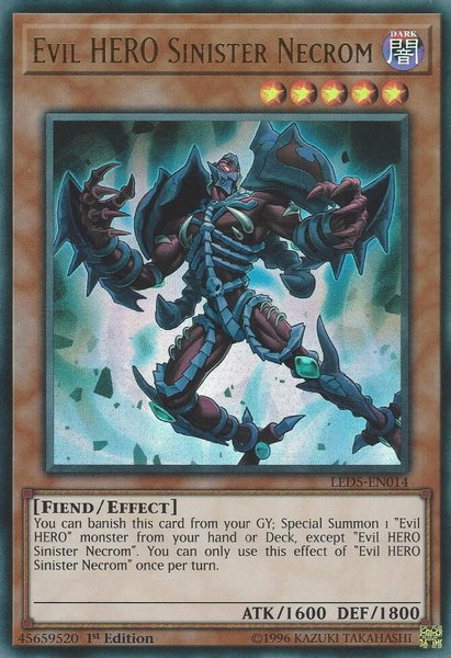 Evil HERO Sinister Necrom trading card from Legendary Duelists: Immortal Destiny Evil HERO Sinister Necrom - Legendary Duelists: Immortal Destiny YuGiOh trading card