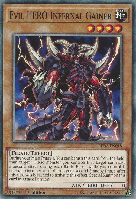 Evil HERO Infernal Gainer trading card from Legendary Duelists: Immortal Destiny Evil HERO Infernal Gainer - Legendary Duelists: Immortal Destiny YuGiOh trading card