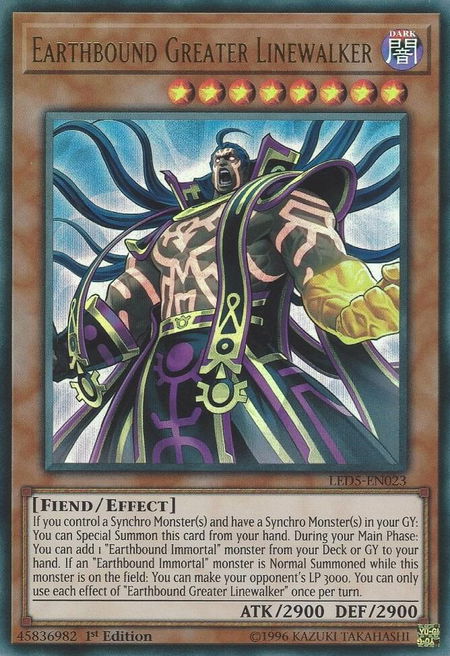 Earthbound Greater Linewalker trading card from Legendary Duelists: Immortal Destiny Earthbound Greater Linewalker - Legendary Duelists: Immortal Destiny YuGiOh trading card